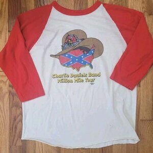 Vintage The Charlie Daniels Band Tour Raglan T-Shirt Size Small Medium CDB 70s